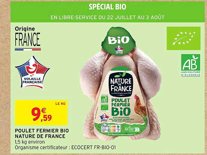 POULET FERMIER BIO NATURE DE FRANCE