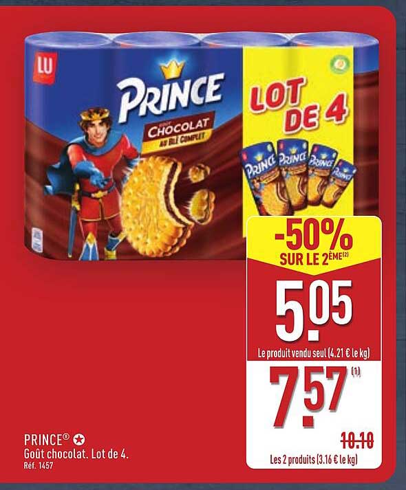 PRINCE® - Goût chocolat. Lot de 4.