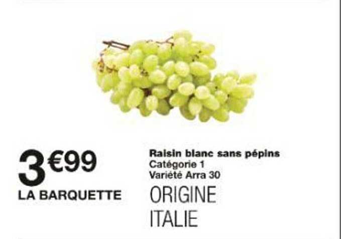 Raisin blanc sans pépins