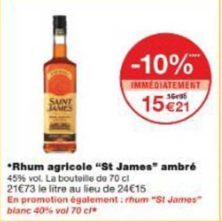 Rhum agricole “St James” ambré