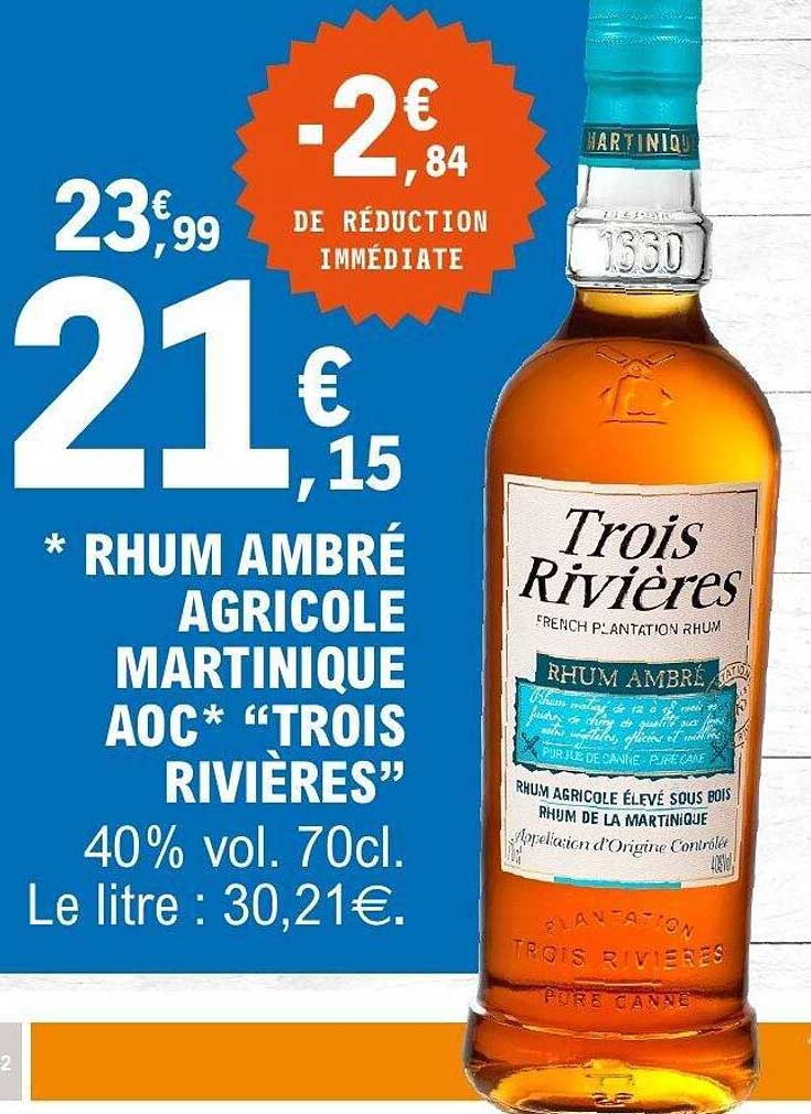 Rhum Ambré Agricole Martinique AOC "Trois Rivières"