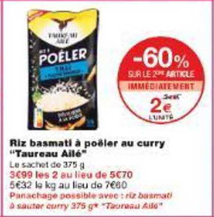 Riz basmati à poêler au curry "Taureau Ailé"
