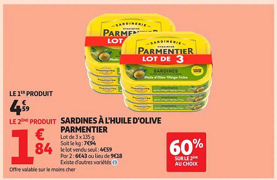 SARDINES À L'HUILE D'OLIVE PARMENTIER