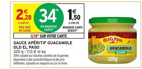 SAUCE APÉRITIF GUACAMOLE OLD EL PASO