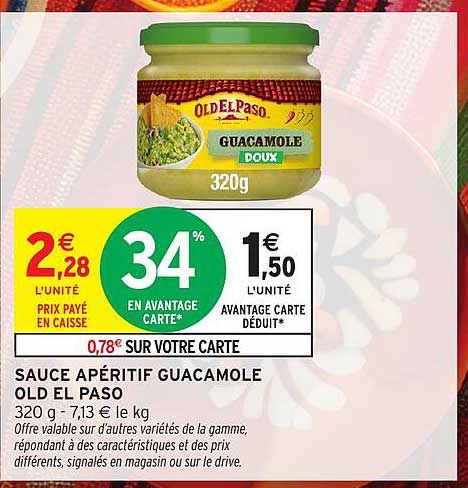 SAUCE APÉRITIF GUACAMOLE OLD EL PASO