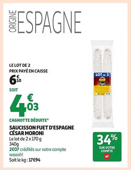 SAUCISSON FUET D'ESPAGNE CÉSAR MORONI