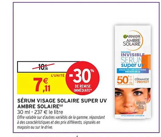 SÉRUM VISAGE SOLAIRE SUPER UV AMBRE SOLAIRE