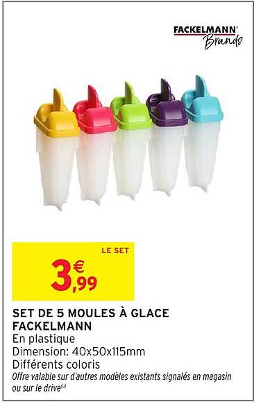SET DE 5 MOULES À GLACE FACKELMANN
