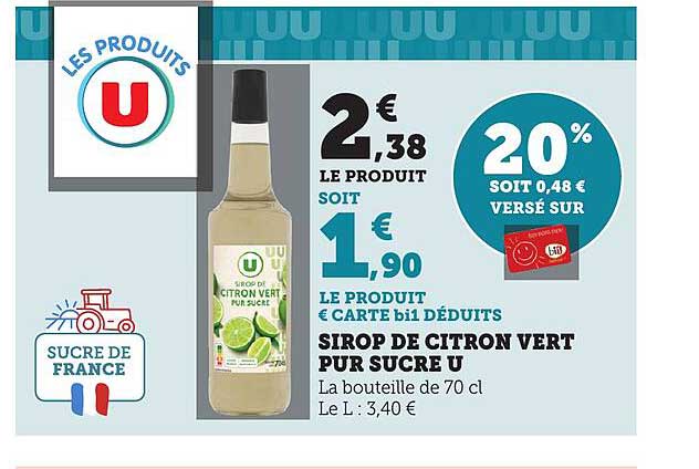SIROP DE CITRON VERT PUR SUCRE U