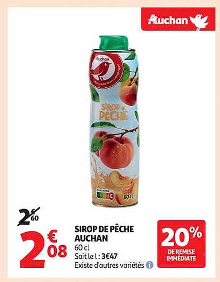SIROP DE PÊCHE AUCHAN