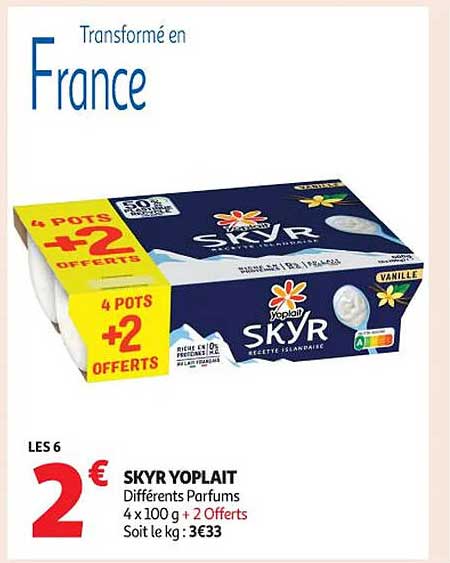 SKYR YOPLAIT Différents Parfums 4 x 100 g + 2 Offerts