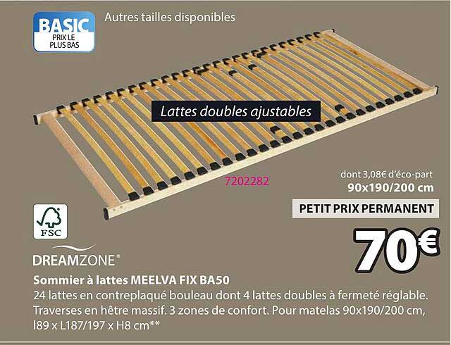 Sommier à lattes MEELVA FIX BA50