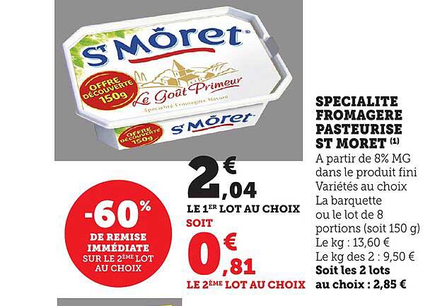 SPECIALITE FROMAGERE PASTEURISE ST MORET