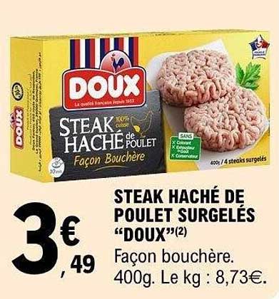 STEAK HACHÉ DE POULET SURGELÉS "DOUX"(2)