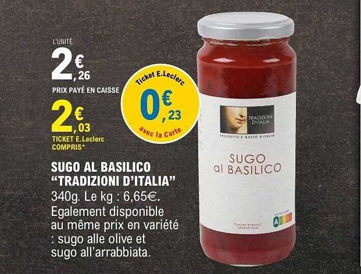 SUGO AL BASILICO "TRADIZIONI D'ITALIA"