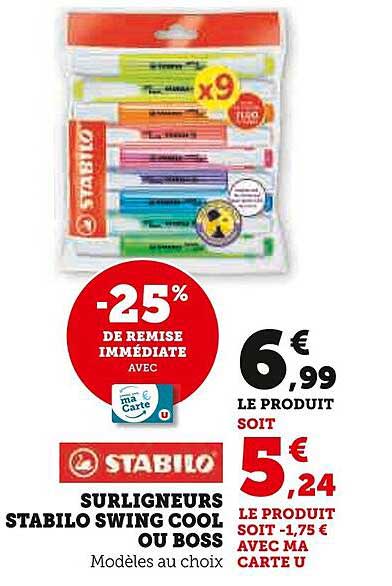SURLIGNEURS STABILO SWING COOL OU BOSS