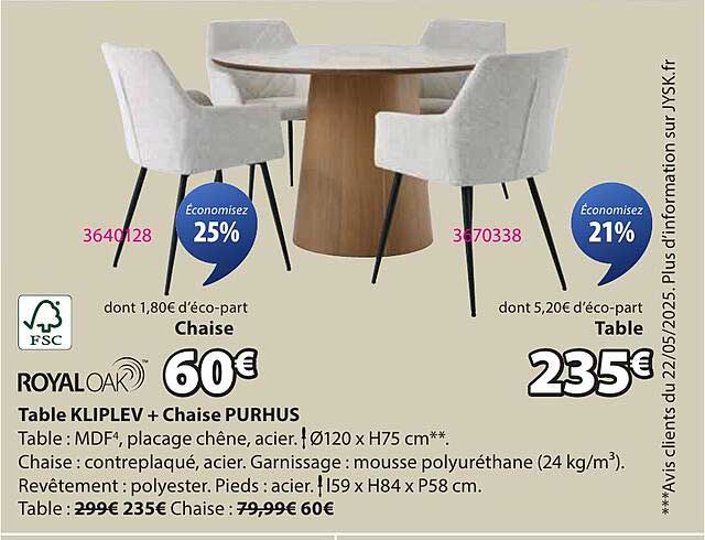 Table KLIPLEV + Chaise PURHUS