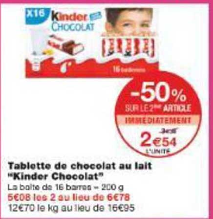 Tablette de chocolat au lait "Kinder Chocolat"