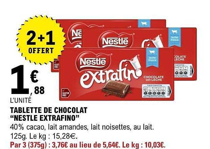 TABLETTE DE CHOCOLAT "NESTLE EXTRAFINO"