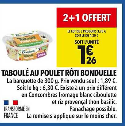 TABOULÉ AU POULET RÔTI BONDUELLE