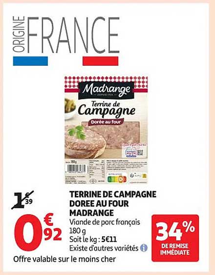TERRINE DE CAMPAGNE DOREE AU FOUR MADRANGE