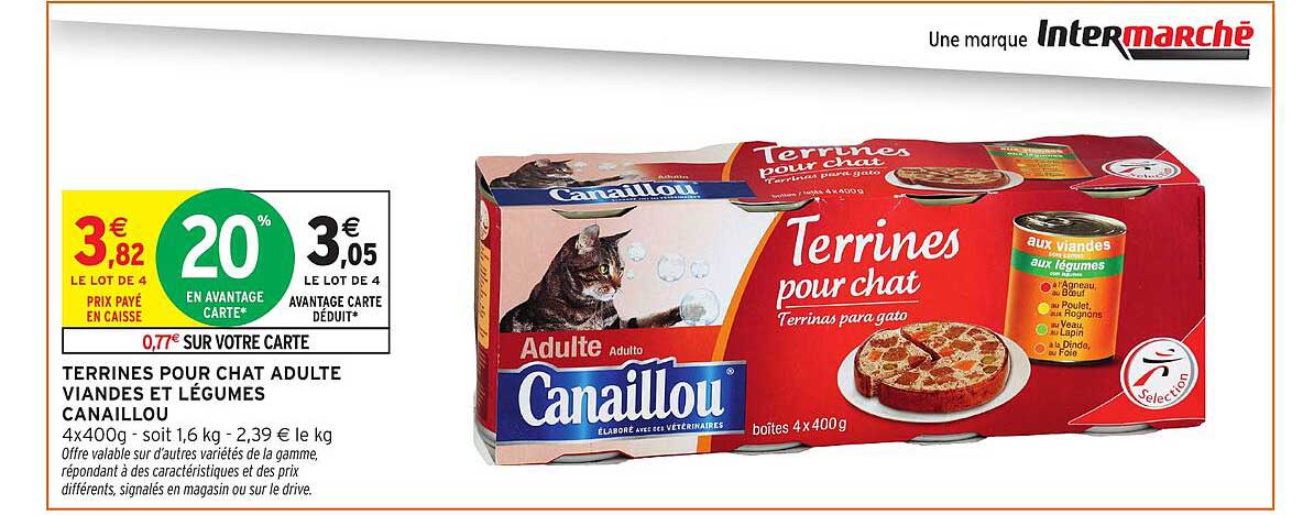 TERRINES POUR CHAT ADULTE VIANDES ET LÉGUMES CANAILLOU