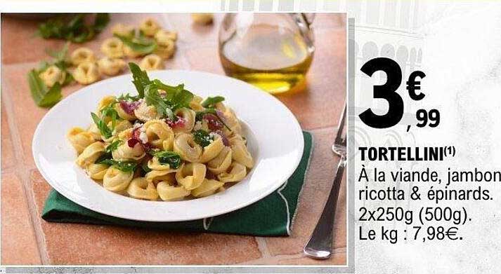 TORTELLINI À la viande, jambon ricotta & épinards