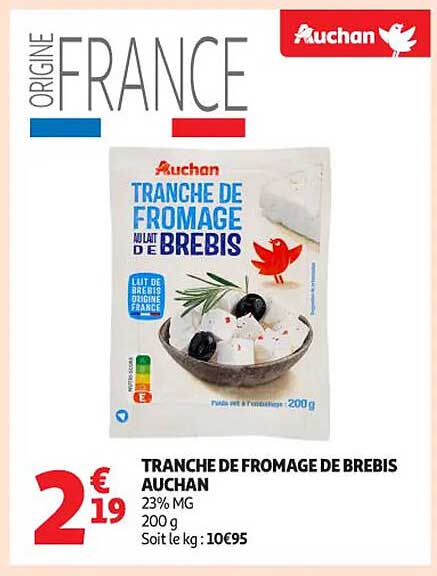 TRANCHE DE FROMAGE DE BREBIS AUCHAN