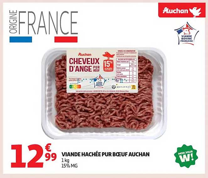 VIANDE HACHÉE PUR BŒUF AUCHAN