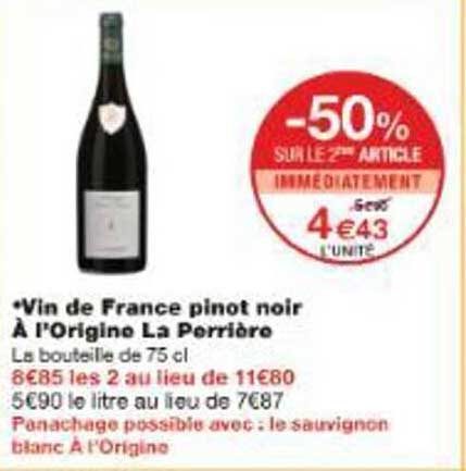 Vin de France pinot noir À l'Origine La Perrière