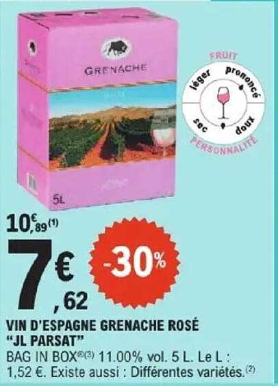 VIN D'ESPAGNE GRENACHE ROSÉ "JL PARSAT"
