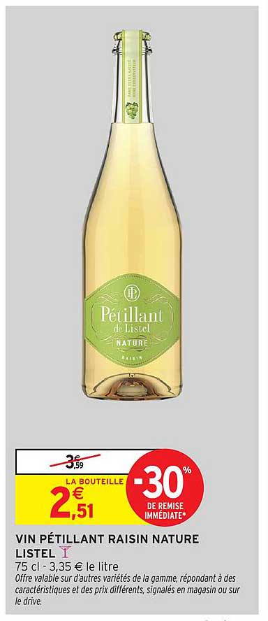 VIN PÉTILLANT RAISIN NATURE LISTEL