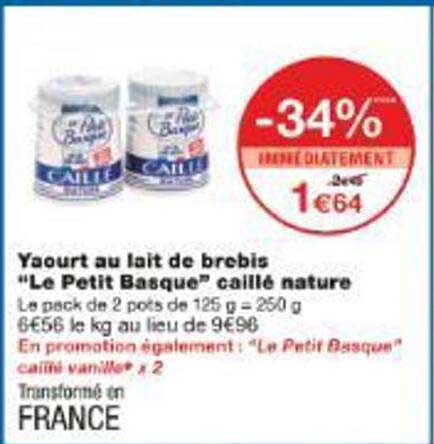 Yaourt au lait de brebis "Le Petit Basque" caillé nature