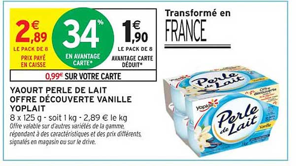 YAOURT PERLE DE LAIT OFFRE DÉCOUVERTE VANILLE YOPLAIT