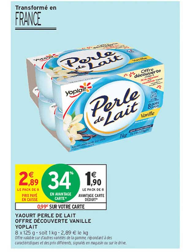 Yaourt Perle de Lait Offre Découverte Vanille Yoplait
