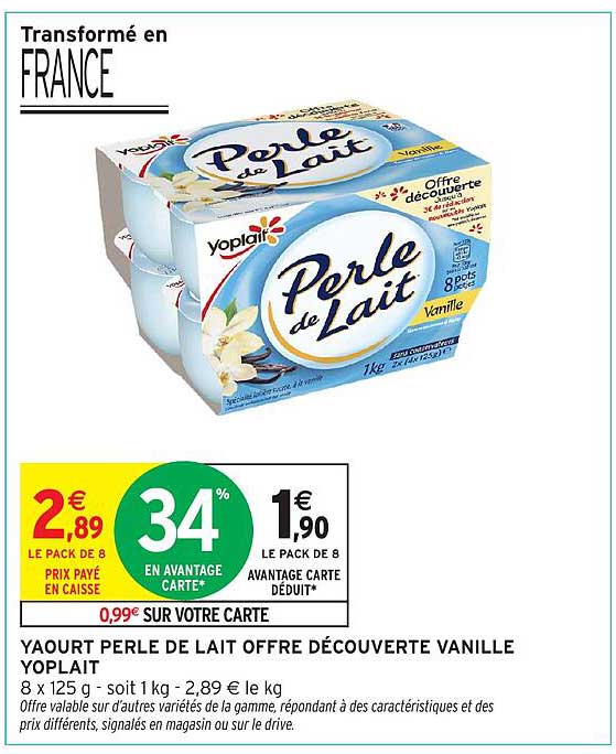 YAOURT PERLE DE LAIT OFFRE DÉCOUVERTE VANILLE YOPLAIT
