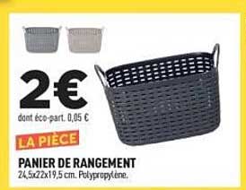 1 PIECE PANIER DE RANGEMENT 24,5x32x19,5 cm. Polypropylène.