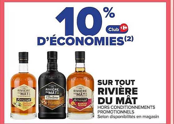 10% D'ECONOMIES(2) Club Carrefour SUR TOUT RIVIERE DU MÂT HORS CONDITIONNEMENTS PROMOTIONNELS Selon disponibilités en magasin