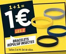 1+1= 1€ LES 2 BRACELETS RÉPULSIF INSECTES