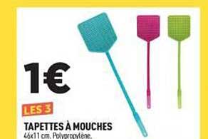 1€ LES 3 TAPETTES À MOUCHES 46x11 cm. Polypropylène