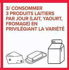 3/ CONSOMMER 3 PRODUITS LAITIERS PAR JOUR (LAIT, YAOURT, FROMAGE) EN PRIVILEGIANT LA VARIÉTÉ