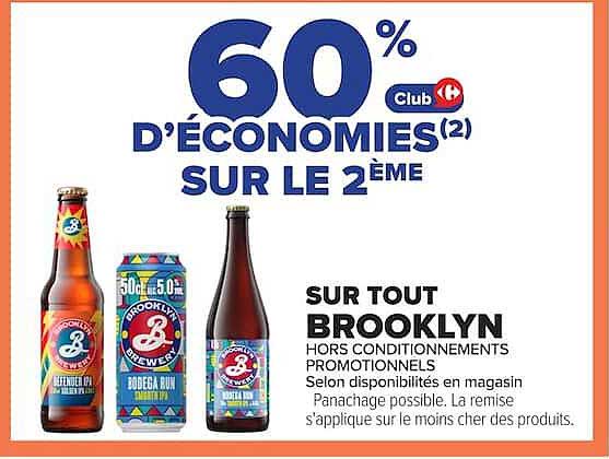 60% d'économies (2) sur le 2ème sur tout Brooklyn