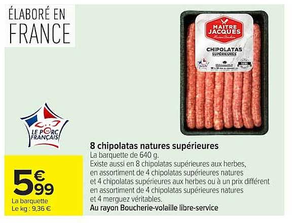 8 chipolatas natures supérieures