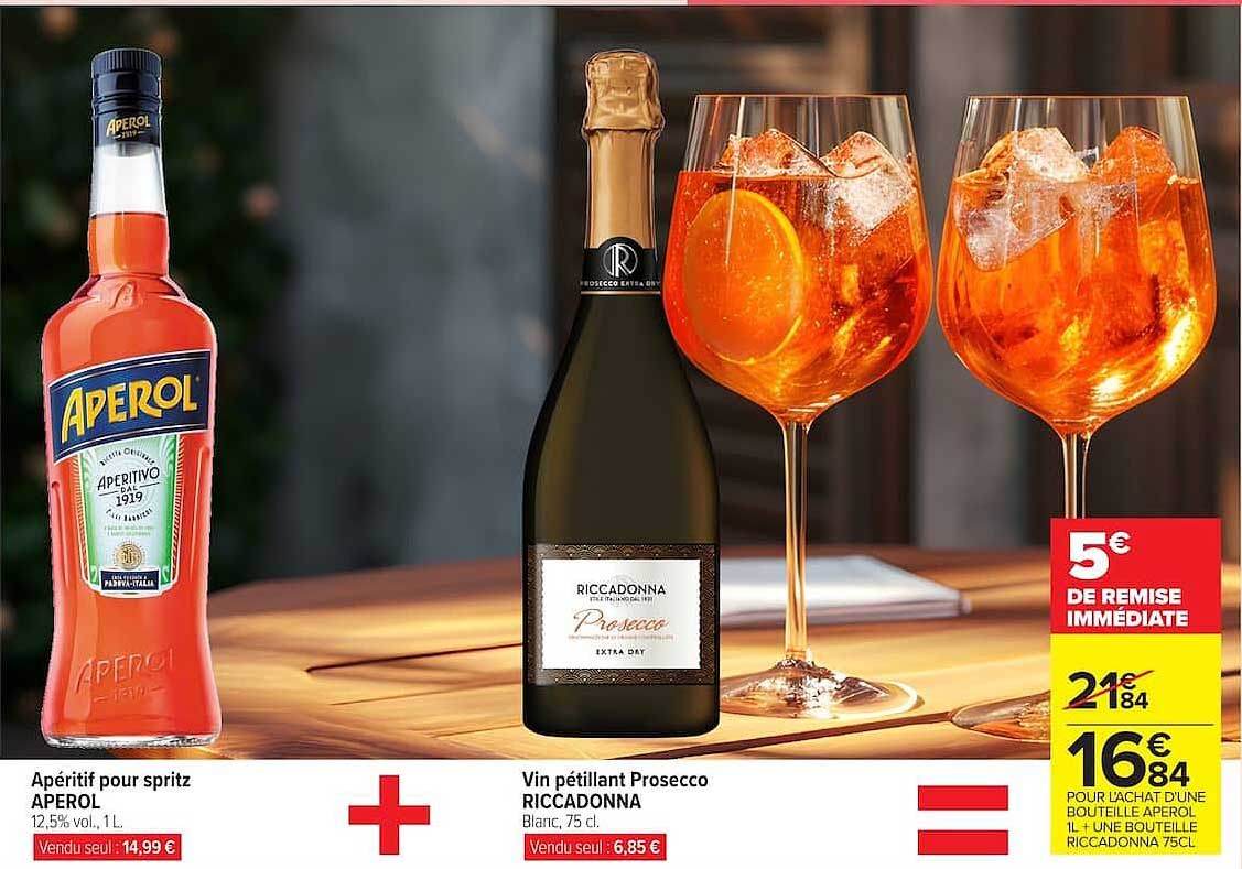 Apéritif pour spritz APEROL + Vin pétillant Prosecco RICCADONNA