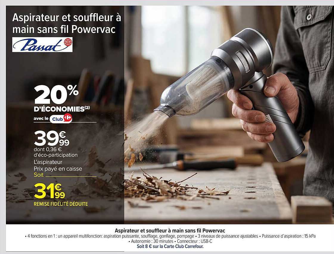 Aspirateur et souffleur à main sans fil Powervac