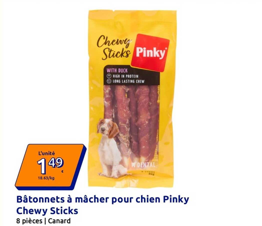 Bâtonnets à mâcher pour chien Pinky Chewy Sticks