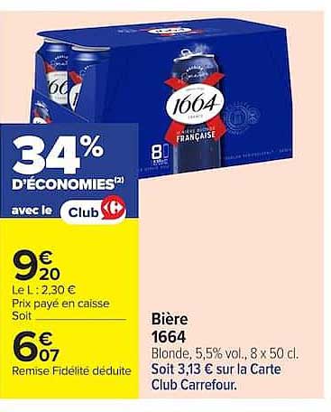 Bière 1664 Blonde, 5,5% vol., 8 x 50 cl.