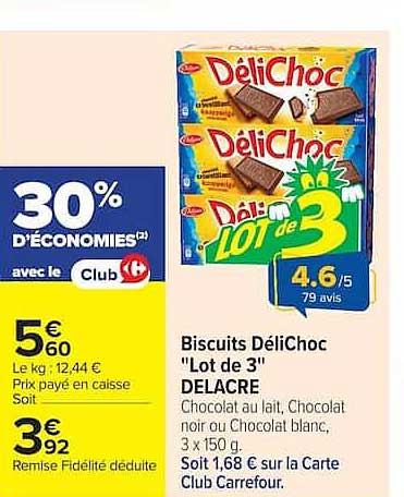 Biscuits DéliChoc "Lot de 3" DELACRE