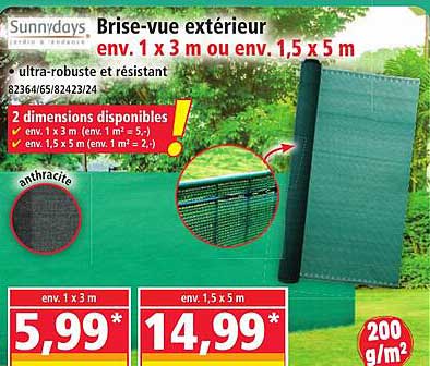 Brise-vue extérieur env. 1 x 3 m ou env. 1,5 x 5 m