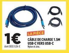 CÂBLE DE CHARGE 1.5M USB-C VERS USB-C